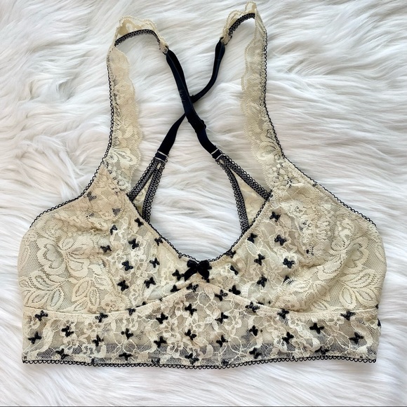 Free People Other - Intimately Free People Cream Lace Bra w Black Bows